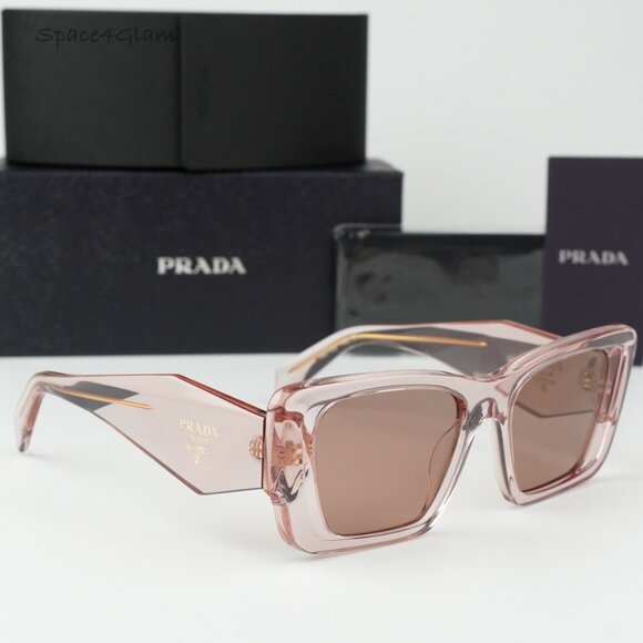 BRAND NEW Prada PR08YS 19Q10D Peach Brown Cat Eye Unisex Sunglasses PR 08YS